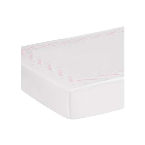 Embroidered Crib Sheet - Blush