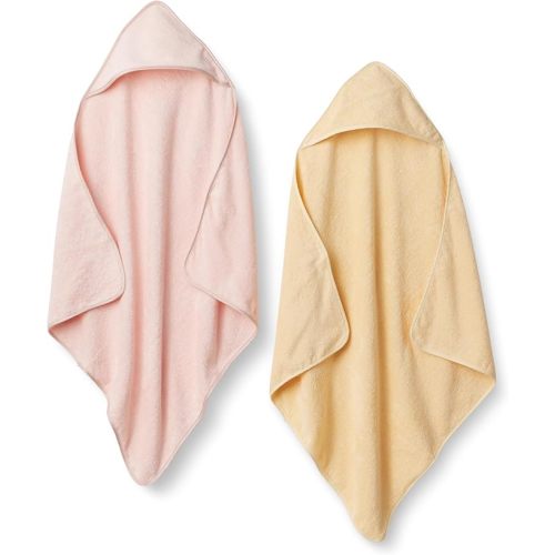 Amazon Essentials x Sofia Grainge Unisex Babies' Hooded Bath Towel, Pack of 2, Light Pink/Pale Yellow, One Size