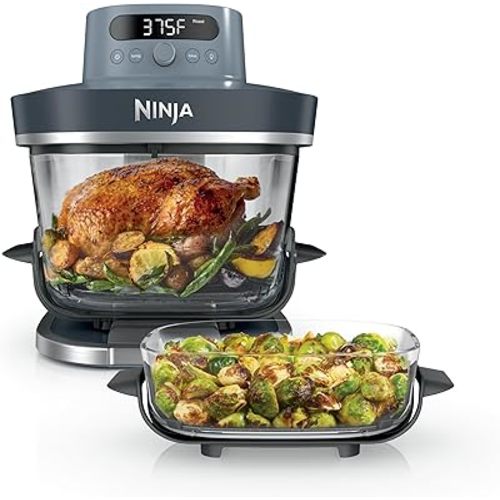 Ninja Crispi Pro 6-in-1 Glass Air Fryer | 6qt & 2.5qt Glass Containers with Storage Lids | Non-Toxic | Meal Prep, Microwave, Freezer & Dishwasher Safe | Air Fry, Bake & More | Cyberspace | AS101CY