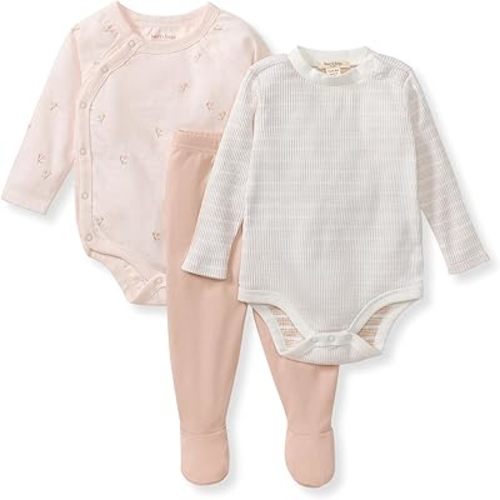 Burt's Bees Baby Unisex 3-Piece Bodysuit and Pant Set, 100% Organic Cotton Infant Outfit
