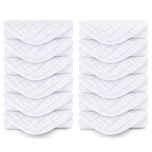 Muslin Burp Cloths 100% Baby Washcloths Cotton Soft and Absorbent Baby Wash Cloths Spit Up Burp Rags - Baby Burping Cloth for Boy Girl Registry Search