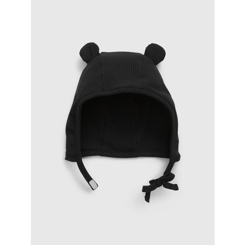 Baby First Favorites TinyRib Bear Hat in moonless night black, size: 3-6 M