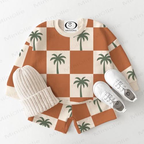 Baby Checkered Coconut Tree White 2-piece Set