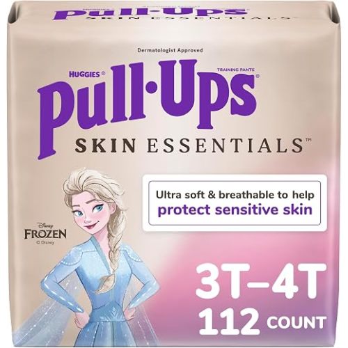 Pull-Ups Girls' Skin Essentials Potty Training Pants, Training Underwear, 3T-4T (32-40 lbs), 112 Ct (4 Packs of 28)