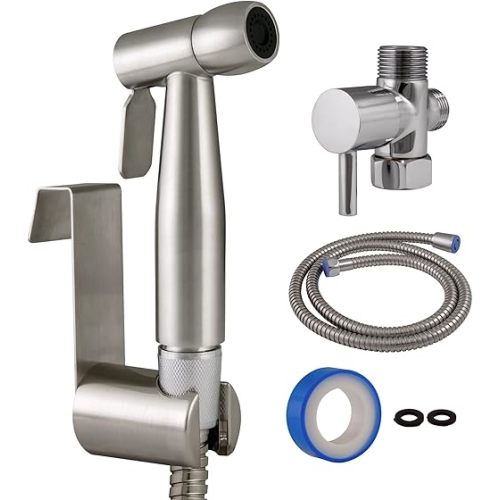 Design House 588913-SS Modern Single-Function Dual-Mount Hand Held Bidet Sprayer for Bathroom, Stainless Steel