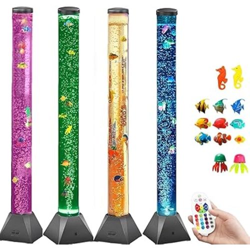 Sensory Bubble Tube Night Lamp, LED Water Fish Lamp for Kids with Autism ADHD, Stress Relief Calming Light for Adults, Bedroom Living Room Decor
