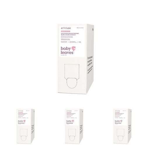 ATTITUDE Baby Dish Soap and Bottle Cleaner, EWG Verified Dishwashing Liquid, No Added Dyes or Fragrances, Tough on Milk Residue and Grease, Vegan, Vegan, Unscented, Bulk Refill, 67.6 Fl Oz (Pack of 4)