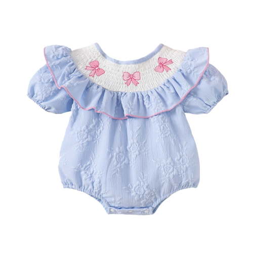 Girls Short Sleeve Prints Romper Ruffles Bodysuits Clothes Cute Dailywear 0-3 Months