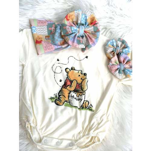 Hunny Romper/T-Shirt with Matching Bow