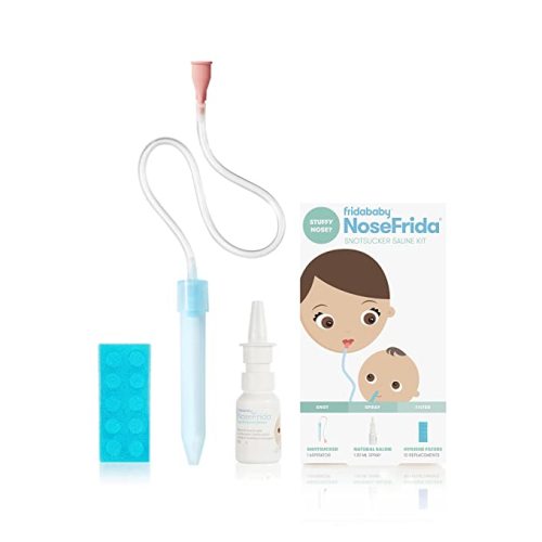 Baby Nasal Aspirator NoseFrida The Snotsucker with 10 Extra Filters and All-Natural Saline Nasal Spray by Frida Baby - Saline Kit