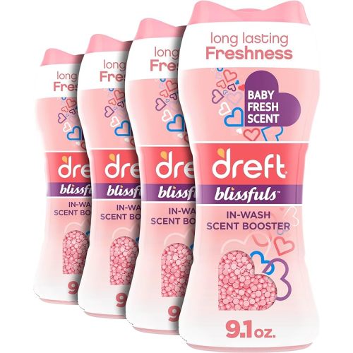 Dreft Blissfuls In-Wash Scent Booster Beads, Baby Fresh Scent, 9.1 oz (4 Pack)