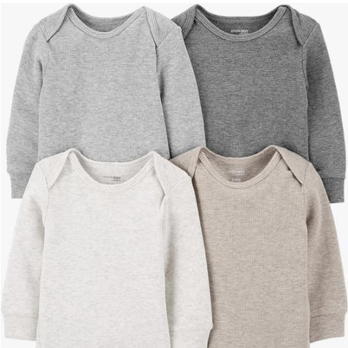 Simple Joys by Carter's Baby 4-pack Soft Thermal Long Sleeve Bodysuits