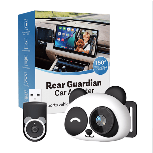 Wireless CarPlay Adapter with Baby Monitor Camera, 2-in-1 CarPlay Box, Plug & Play, Night Vision, Motion Detection