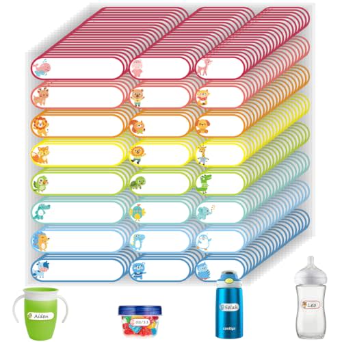 600 Pcs Self-Laminating Daycare Labels for Kids, Waterproof Write-On Name Labels for Baby Bottles, Sippy Cups & Food Containers, Dishwasher & Freezer Safe Stickers for School Supplies, Daycare & Camp
