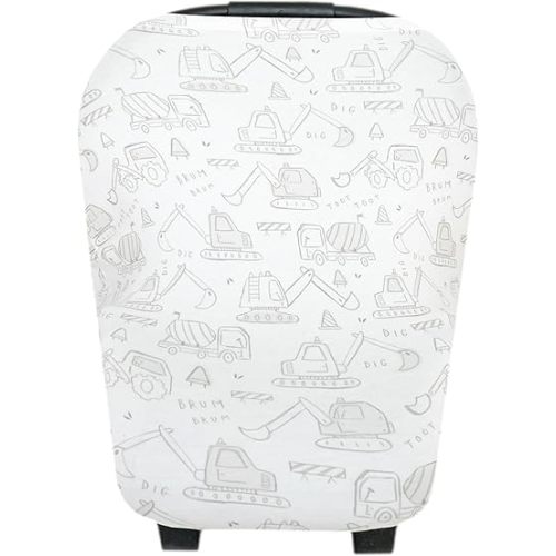 Baby Car Seat Cover Canopy and Nursing Cover Multi-Use Stretchy 5 in 1 Gift "Gage" by Copper Pearl