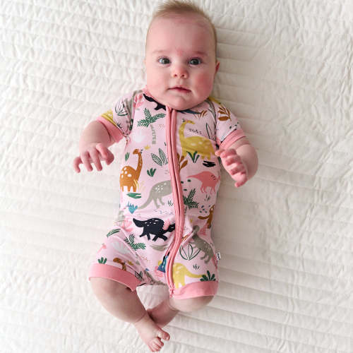 Pink Jurassic Jungle Shorty Zippy - Little Sleepies