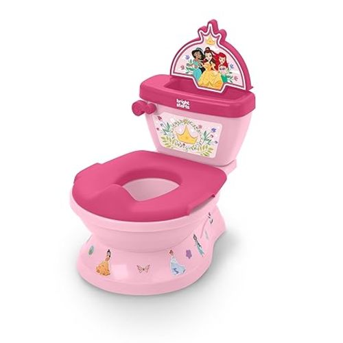 Bright Starts Disney Junior Princess My Size Potty Training Toilet, Toddler Potty Chair with Flushing & Cheering Sounds, Removable Seat with Splash Guard & Handles, Ages 18+ Months, Up to 50 lbs