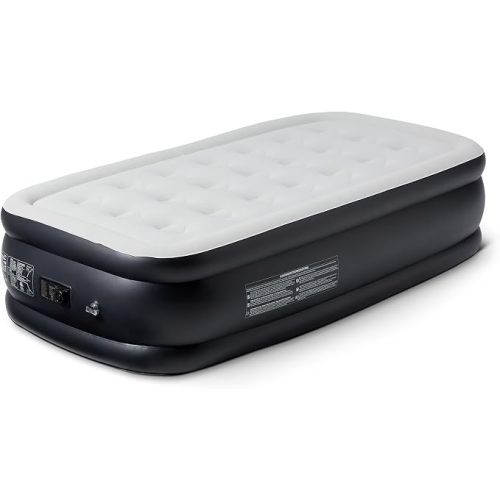 Amazon Basics Inflatable Air Mattress with Built-in Electric Pump, Twin Size, 18-Inch Height, for Camping or Travel