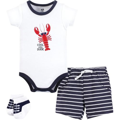 Hudson Baby Unisex Baby Bodysuit, Short and Sock, 3-Piece Set