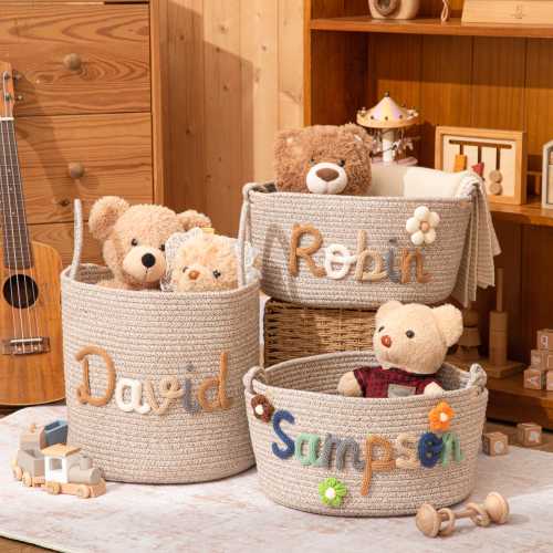 Personalized Baby Basket, Handmade Cotton Rope Nursery Decor,Christmas Gift, Baby Gift ,Baby Shower Gift,Baby Basket