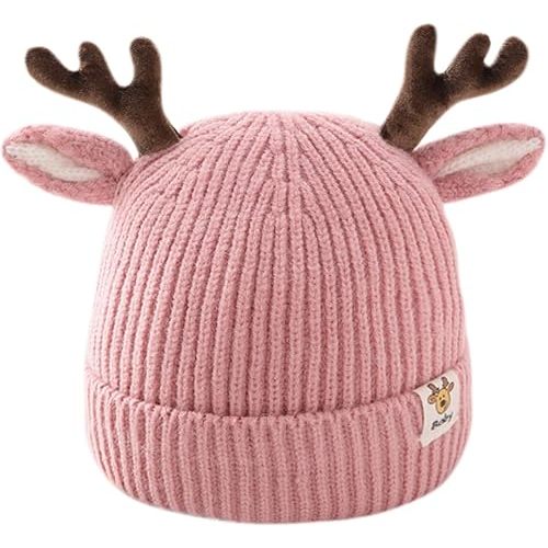 Baby Beanie Hat Cute Antlers Reindeer Crochet Knitted Hat Winter Warm Cap for Toddler Boys Girls