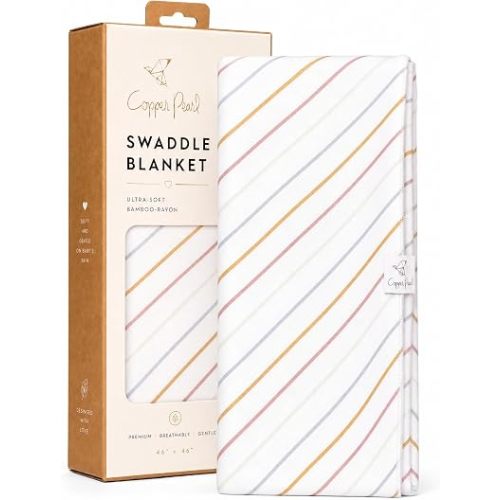 Copper Pearl Swaddle Blankets for Newborns | Soft Stretchy Receiving Blankets for Boys and Girls | Large 46 x 46 Inch Baby Blankets | Lightweight and Breathable Swaddles | Piper