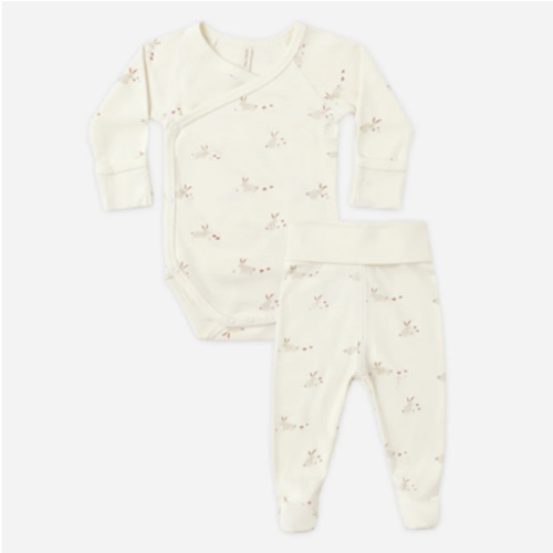 Quincy Mae - Side Snap Bodysuit + Pant Set || Bunnies