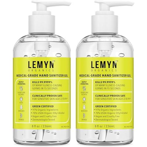 Lemyn Organics Orange Aloe Moisturizing Hand Sanitizer Gel 8oz Pump