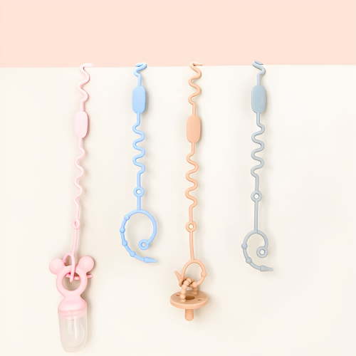 BESTSKY 4PCS Toy Straps for Baby, Silicone Pacifier Clip, Applies to Car Seat Toy, Teether Toy, High Chair, Stroller Accessories, Baby Toy Clips, Cribs, Rocking Chair