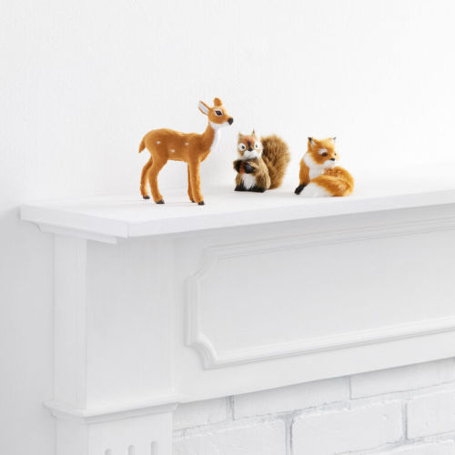Mini Faux Fur Woodland Animal Decor Set of 3
