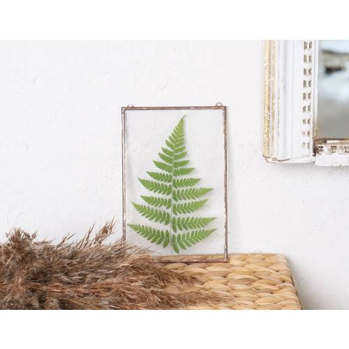 Stain glass wall art, Pressed fern, Pressed flowers art, home decor, green fern gift for him 6*4 in &084