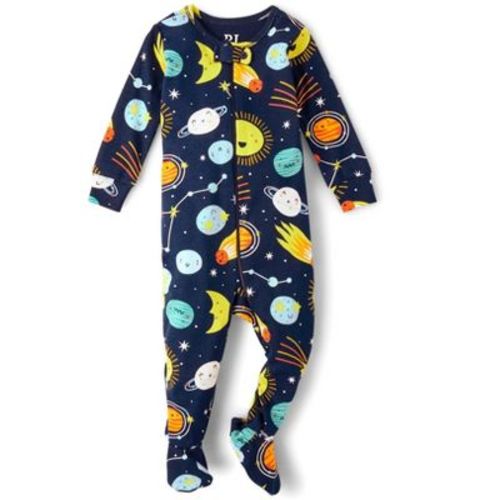 The Children's Place Baby Boys Long Sleeve Space Snug Fit Cotton Footed One Piece Pajamas Blue 3-6 M