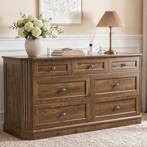 7 Drawers Dresser for Bedroom,54.13" Chest of Drawers w/Charging Station