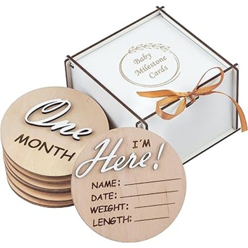 3D Wooden Monthly Milestone Cards, for Baby Photos, Monthly Milestone Marker, Monthly Milestone Wood Discs, Baby Shower Gift
