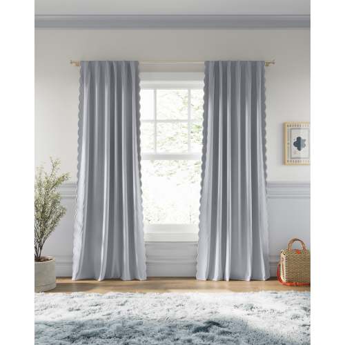 Scallop Embroidered Edge Blackout Curtain | Nestig