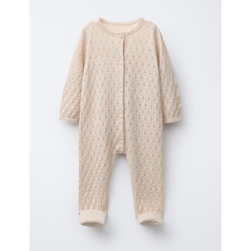 CONVERTIBLE COTTON, SILK AND CASHMERE TEXTURED KNIT JUMPSUIT WITH FOOT - Cream | ZARA United States