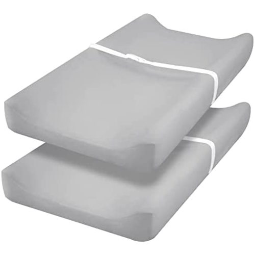 PHF Baby Changing Pad Covers for Boys Girls, 2 Pack Ultra Soft Breathable Microfiber Changing Pad Table Sheets for Most Baby Changing Pads, Grey & Grey