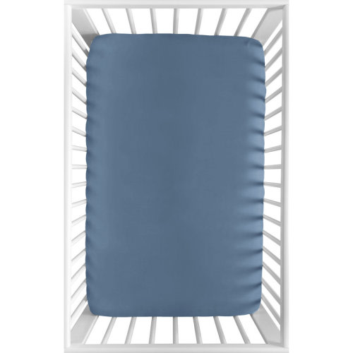 Sweet Jojo Designs Watercolor Sports Themed Solid Slate Blue Fitted Mini Crib Sheet by Sweet Jojo Designs | Wayfair