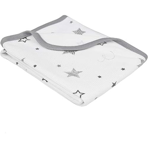 American Baby Company 100% Cotton Thermal Waffle Swaddle Blanket (30" x 40"), Soft, Breathable & Stretchy, Super Stars, for Boys and Girls, Perfect for Swaddling, Travel and Gifting