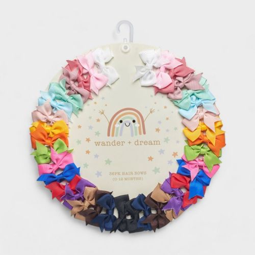 Wander & Dream Baby Hair Bows 36-Pack Ribbon Hair Clips for Newborns & Infants (0-12 Months)- Assorted Colors, Non-Slip Alligator Clips, 36pcs, Multi