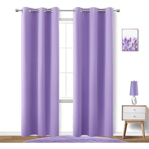 KOUFALL Lilac Purple Curtains 84 Inch Length for Girls Bedroom,2 Panels Set Room Darkening Blackout Kids Curtains for Toddler Princess,Violet Lavender