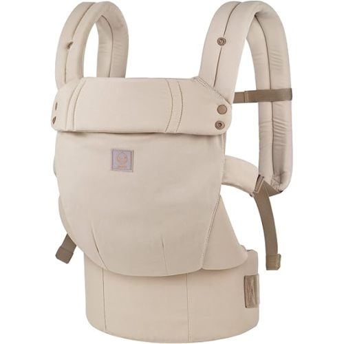GAGAKU Baby Carrier, Lightweight Ergonomic Toddler Carrier for 7-33lbs, Soft Breathable 4-in-1 Carrier with Head Support, Easy to Wear, Hands-Free Comfort, Khaki
