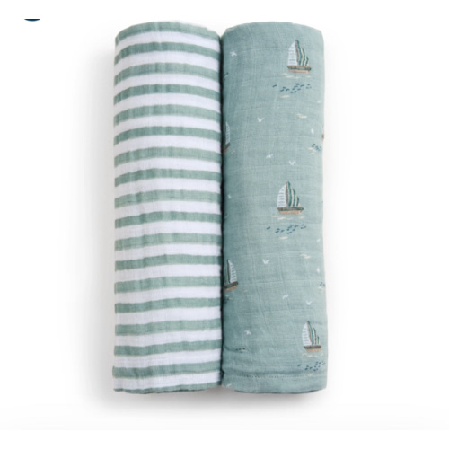 aden + anais Organic Cotton Muslin Swaddles in Sailing Seas 2 Pack