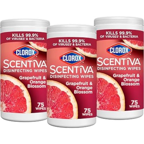 Clorox Scentiva Disinfecting Wipes, Grapefruit and Orange Blossom, 75 Count Each (Pack May vary) (Pack of 3)