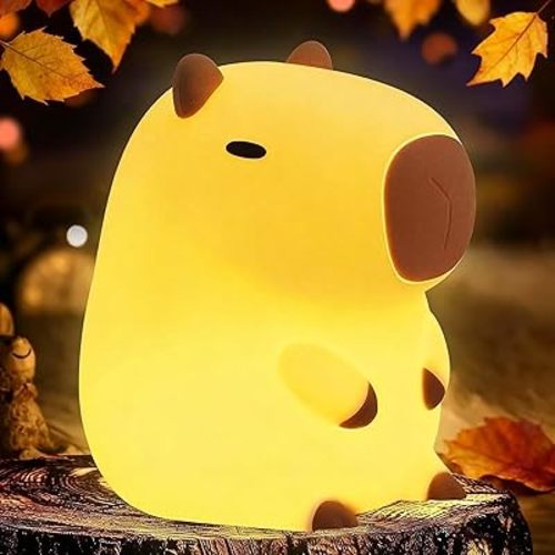 YR YRHH-PET Capybara Cute Night Light, Kids Squishy Fun Capybara Lamp, Rechargeable Dimmable Silicone Touch Nightlight, College White Elephant Gifts, Safe Capybaras Stuff Toy, Baby Nursery LED Décor