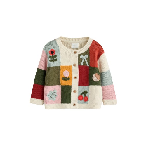 Kids' Colorblock Appliqu Cardigan