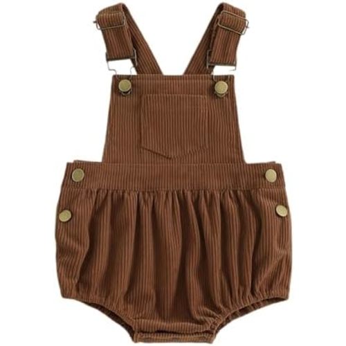 Honganda Infant Baby Boy Girl Corduroy Overalls Romper Sleeveless Straps Button Jumpsuit Unisex Baby Corduroy Overalls