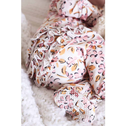Mauvelous Meadow Ruffle Zipper Footie | Caden Lane