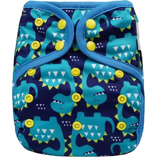 One Size Cloth Diaper Covers - Adjustable Snap Fit & Double Leg Gussets for Baby Boys & Girls from 8-35 Pounds. Use with Prefold, Flat or Fitted Cloth Diapers.