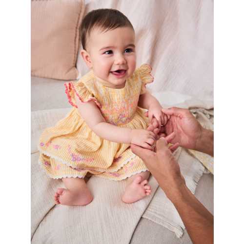 Orange Stripe Woven Baby Dress and Knickers Set 2 Piece (0mths-2yrs)